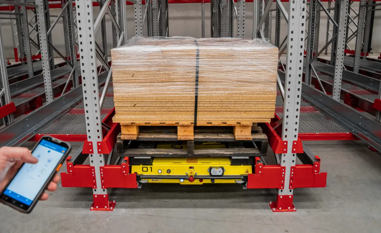 Deep lane shuttle racking system for automated high-density pallet storage in warehouse facility